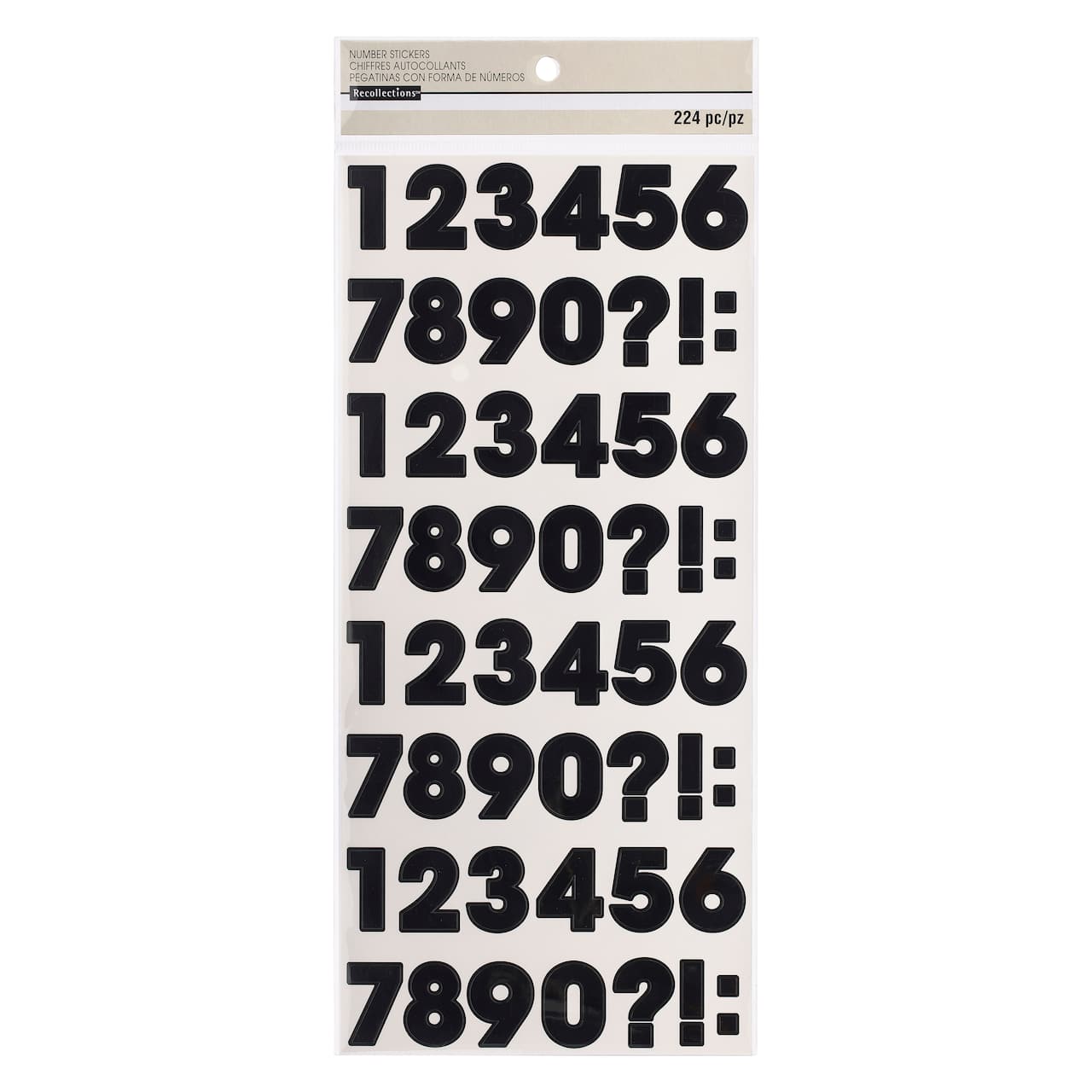 12 Packs: 4 ct. (48 total) Block Number & Punctuation Marks Stickers by Recollections™